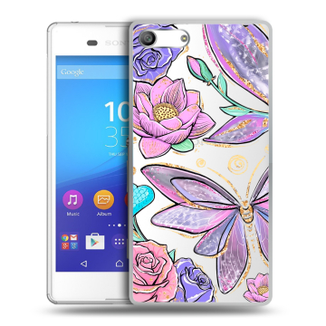 Силиконовый чехол на Sony Xperia M5 с принтом Бабочки и цветы Силиконовый чехол на Sony Xperia M5 с принтом Бабочки и цветы