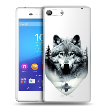 Силиконовый чехол на Sony Xperia M5 с принтом Волк в лесу Силиконовый чехол на Sony Xperia M5 с принтом Волк в лесу