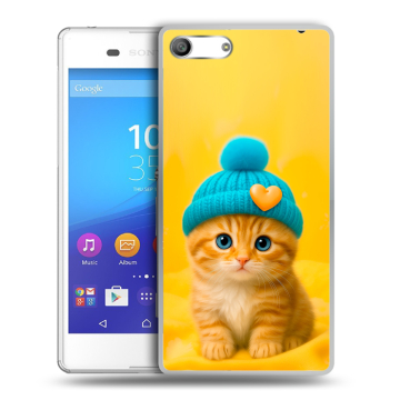 Силиконовый чехол на Sony Xperia M5 с принтом Котенок в шапке Силиконовый чехол на Sony Xperia M5 с принтом Котенок в шапке