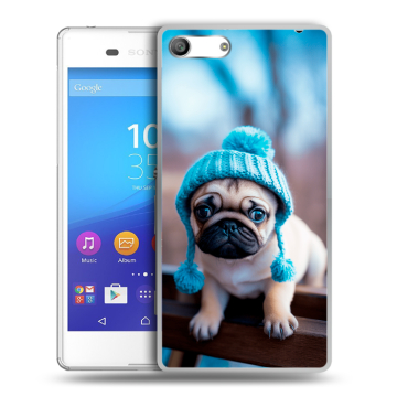 Силиконовый чехол на Sony Xperia M5 с принтом Мопс в шапке Силиконовый чехол на Sony Xperia M5 с принтом Мопс в шапке