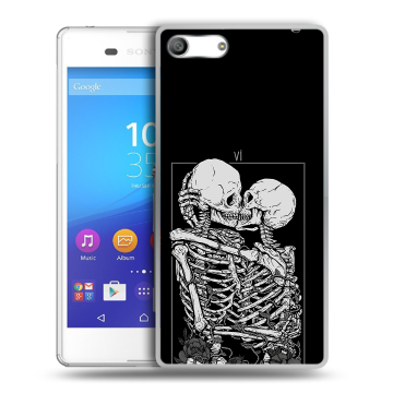 Силиконовый чехол на Sony Xperia M5 с принтом Поцелуй скелетов Силиконовый чехол на Sony Xperia M5 с принтом Поцелуй скелетов