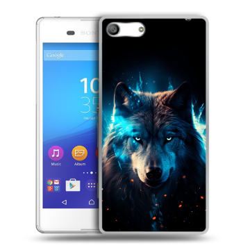 Силиконовый чехол на Sony Xperia M5 с принтом Волк ночной