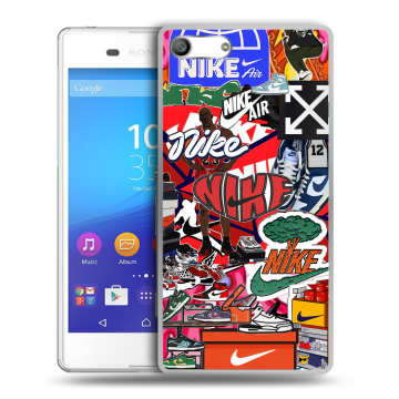 Силиконовый чехол на Sony Xperia M5 с принтом Найк Nike яркий Силиконовый чехол на Sony Xperia M5 с принтом Найк Nike яркий