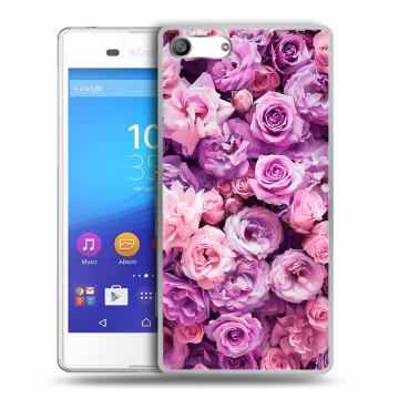 Силиконовый чехол на Sony Xperia M5 с принтом лавандовые розы Силиконовый чехол на Sony Xperia M5 с принтом лавандовые розы