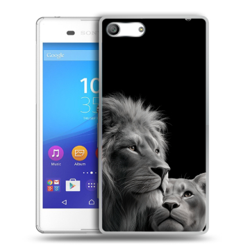 Силиконовый чехол на Sony Xperia M5 с принтом Лев кошки Силиконовый чехол на Sony Xperia M5 с принтом Лев кошки