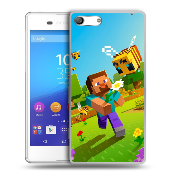 Силиконовый чехол на Sony Xperia M5 с принтом Майнкрафт Minecraft