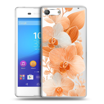 Силиконовый чехол на Sony Xperia M5 с принтом Бежевые цветы Силиконовый чехол на Sony Xperia M5 с принтом Бежевые цветы