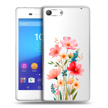 Силиконовый чехол на Sony Xperia M5 с принтом Цветы Силиконовый чехол на Sony Xperia M5 с принтом Цветы
