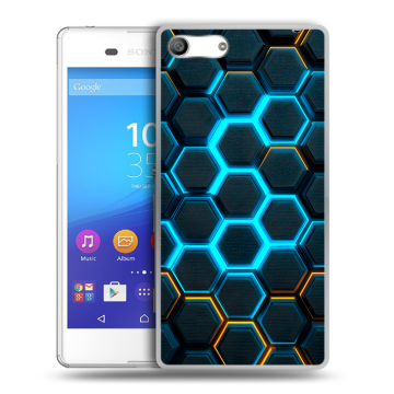 Силиконовый чехол на Sony Xperia M5 с принтом Неоновые соты Силиконовый чехол на Sony Xperia M5 с принтом Неоновые соты