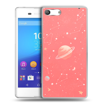 Силиконовый чехол на Sony Xperia M5 с принтом Розовый космос Силиконовый чехол на Sony Xperia M5 с принтом Розовый космос
