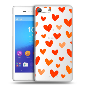 Силиконовый чехол на Sony Xperia M5 с принтом Сердечки Силиконовый чехол на Sony Xperia M5 с принтом Сердечки