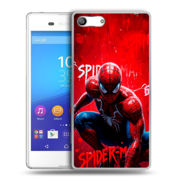 Силиконовый чехол на Sony Xperia M5 с принтом Spiderman Человек паук Силиконовый чехол на Sony Xperia M5 с принтом Spiderman Человек паук
