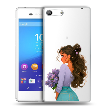 Силиконовый чехол на Sony Xperia M5 с принтом девушка цветы Силиконовый чехол на Sony Xperia M5 с принтом девушка цветы