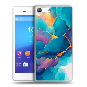 Силиконовый чехол на Sony Xperia M5 с принтом Мрамор блестки Силиконовый чехол на Sony Xperia M5 с принтом Мрамор блестки