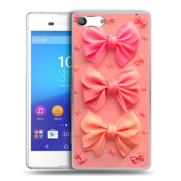 Силиконовый чехол на Sony Xperia M5 с принтом Розовые бантики Силиконовый чехол на Sony Xperia M5 с принтом Розовые бантики