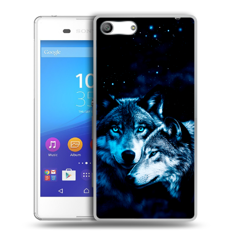 Силиконовый чехол на Sony Xperia M5 с принтом Волки Силиконовый чехол на Sony Xperia M5 с принтом Волки