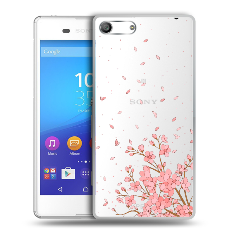 Силиконовый чехол на Sony Xperia M5 с принтом Ветка сакуры Силиконовый чехол на Sony Xperia M5 с принтом Ветка сакуры