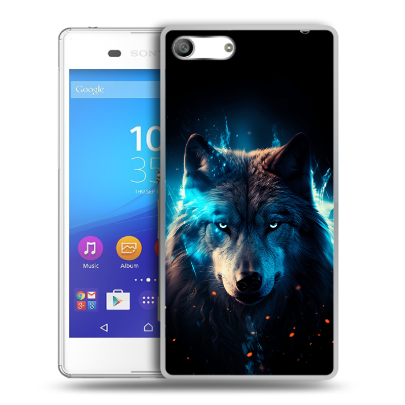 Силиконовый чехол на Sony Xperia M5 с принтом Волк ночной Силиконовый чехол на Sony Xperia M5 с принтом Волк ночной