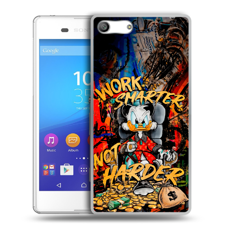 Силиконовый чехол на Sony Xperia M5 с принтом Дональд Дак Деньги Силиконовый чехол на Sony Xperia M5 с принтом Дональд Дак Деньги
