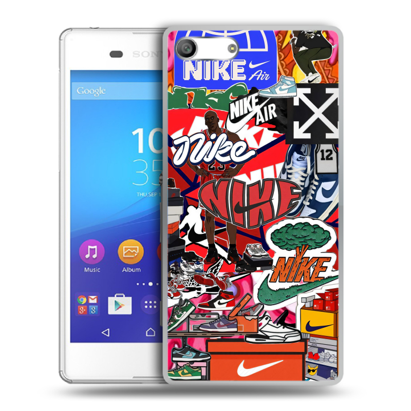 Силиконовый чехол на Sony Xperia M5 с принтом Найк Nike яркий Силиконовый чехол на Sony Xperia M5 с принтом Найк Nike яркий