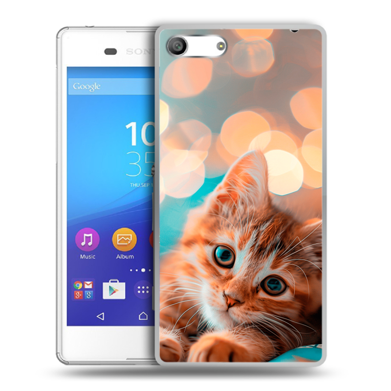 Силиконовый чехол на Sony Xperia M5 с принтом котик Силиконовый чехол на Sony Xperia M5 с принтом котик