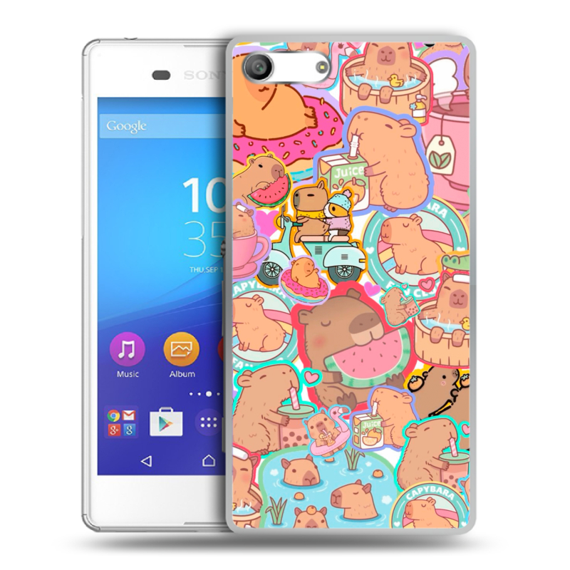 Силиконовый чехол на Sony Xperia M5 с принтом капибары Силиконовый чехол на Sony Xperia M5 с принтом капибары