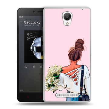 Силиконовый чехол на Xiaomi RedMi Note 2 с принтом Девушка и букет
