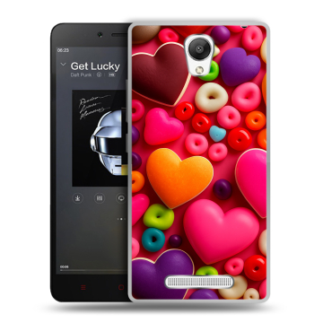 Силиконовый чехол на Xiaomi RedMi Note 2 с принтом Сердечки