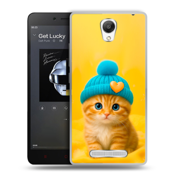 Силиконовый чехол на Xiaomi RedMi Note 2 с принтом Котенок в шапке Силиконовый чехол на Xiaomi RedMi Note 2 с принтом Котенок в шапке