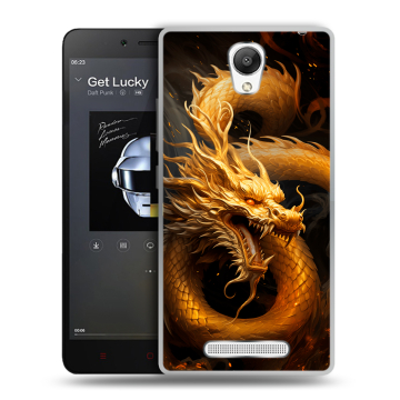 Силиконовый чехол на Xiaomi RedMi Note 2 с принтом Золотой дракон Силиконовый чехол на Xiaomi RedMi Note 2 с принтом Золотой дракон