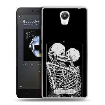 Силиконовый чехол на Xiaomi RedMi Note 2 с принтом Поцелуй скелетов