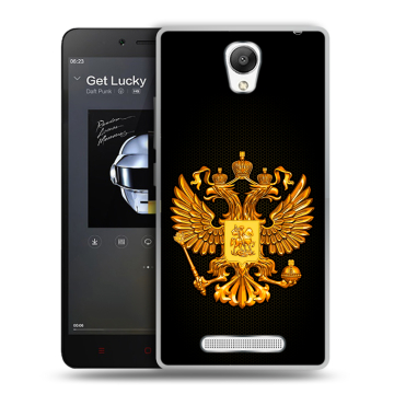 Силиконовый чехол на Xiaomi RedMi Note 2 с принтом Герб России желтый
