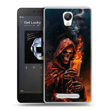 Силиконовый чехол на Xiaomi RedMi Note 2 с принтом Скелет и карты Силиконовый чехол на Xiaomi RedMi Note 2 с принтом Скелет и карты