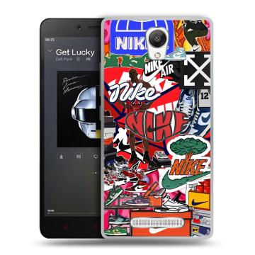 Силиконовый чехол на Xiaomi RedMi Note 2 с принтом Найк Nike яркий Силиконовый чехол на Xiaomi RedMi Note 2 с принтом Найк Nike яркий