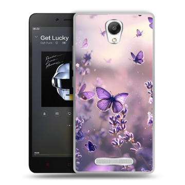 Силиконовый чехол на Xiaomi RedMi Note 2 с принтом бабочки и лаванда