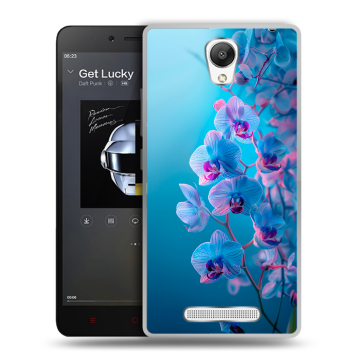 Силиконовый чехол на Xiaomi RedMi Note 2 с принтом голубые орхидеи Силиконовый чехол на Xiaomi RedMi Note 2 с принтом голубые орхидеи