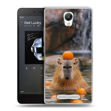 Силиконовый чехол на Xiaomi RedMi Note 2 с принтом Капибара с апельсином Силиконовый чехол на Xiaomi RedMi Note 2 с принтом Капибара с апельсином