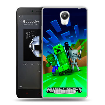 Силиконовый чехол на Xiaomi RedMi Note 2 с принтом Майнкрафт Силиконовый чехол на Xiaomi RedMi Note 2 с принтом Майнкрафт