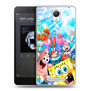 Силиконовый чехол на Xiaomi RedMi Note 2 с принтом спанчбоб спанч боб