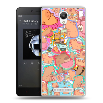 Силиконовый чехол на Xiaomi RedMi Note 2 с принтом капибары Силиконовый чехол на Xiaomi RedMi Note 2 с принтом капибары