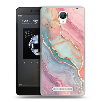 Силиконовый чехол на Xiaomi RedMi Note 2 с принтом розовый мрамор