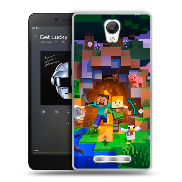 Силиконовый чехол на Xiaomi RedMi Note 2 с принтом Майнкрафт Minecraft Силиконовый чехол на Xiaomi RedMi Note 2 с принтом Майнкрафт Minecraft