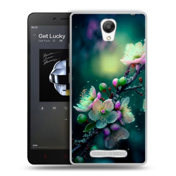 Силиконовый чехол на Xiaomi RedMi Note 2 с принтом Цветы и мрамор