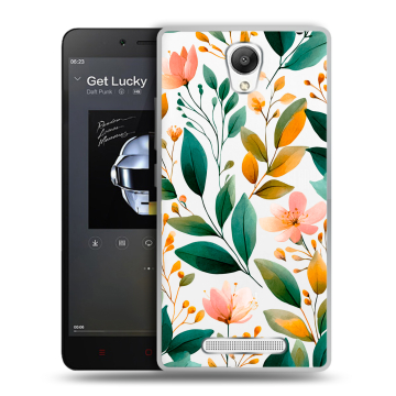 Силиконовый чехол на Xiaomi RedMi Note 2 с принтом Цветы паттерн Силиконовый чехол на Xiaomi RedMi Note 2 с принтом Цветы паттерн