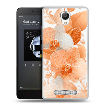 Силиконовый чехол на Xiaomi RedMi Note 2 с принтом Бежевые цветы Силиконовый чехол на Xiaomi RedMi Note 2 с принтом Бежевые цветы