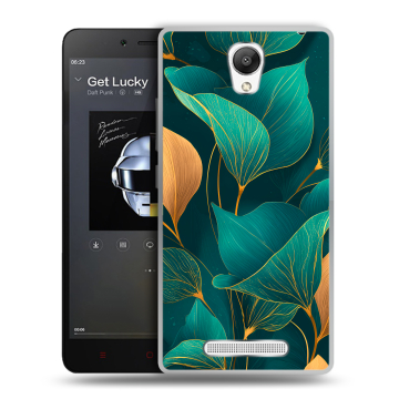 Силиконовый чехол на Xiaomi RedMi Note 2 с принтом Листья и золото Силиконовый чехол на Xiaomi RedMi Note 2 с принтом Листья и золото