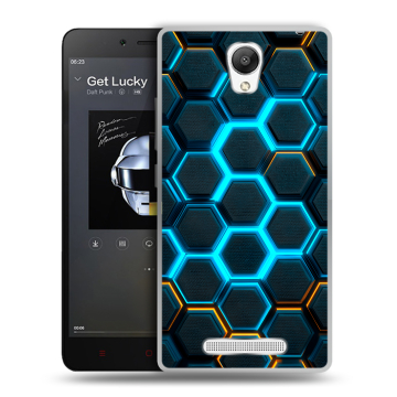 Силиконовый чехол на Xiaomi RedMi Note 2 с принтом Неоновые соты Силиконовый чехол на Xiaomi RedMi Note 2 с принтом Неоновые соты