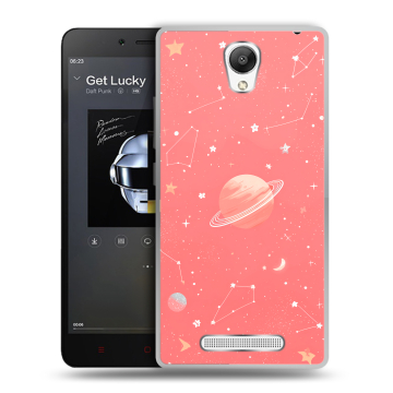 Силиконовый чехол на Xiaomi RedMi Note 2 с принтом Розовый космос Силиконовый чехол на Xiaomi RedMi Note 2 с принтом Розовый космос