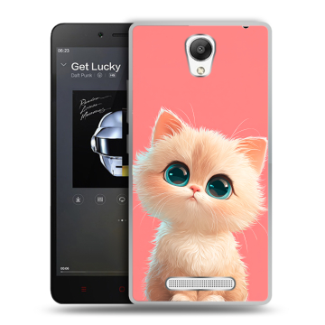 Силиконовый чехол на Xiaomi RedMi Note 2 с принтом Розовый котенок Силиконовый чехол на Xiaomi RedMi Note 2 с принтом Розовый котенок