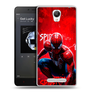 Силиконовый чехол на Xiaomi RedMi Note 2 с принтом Spiderman Человек паук Силиконовый чехол на Xiaomi RedMi Note 2 с принтом Spiderman Человек паук